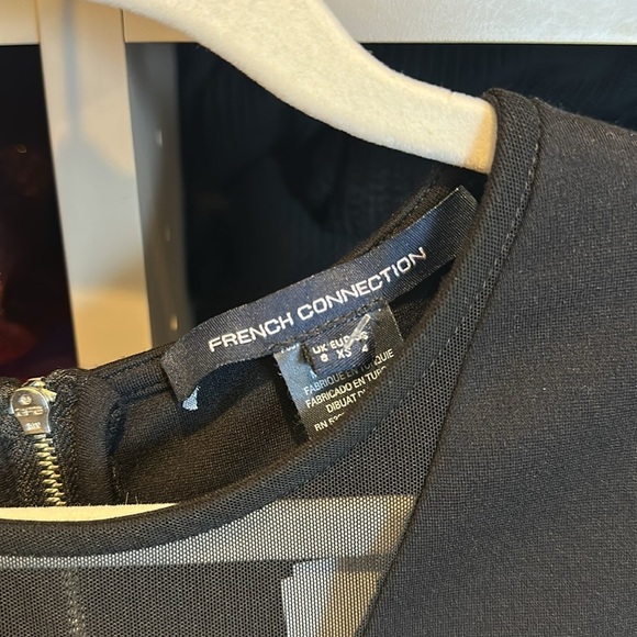 French Connection black mesh cut out exposed back zipper skater dress size 4 NWT - Picture 2 of 3